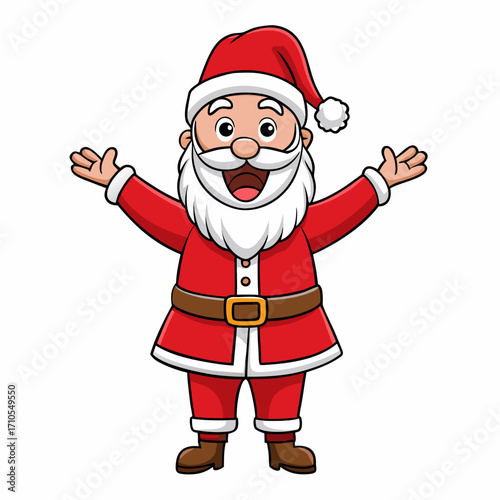 Merry Christmas Vector Jolly Santa Claus Spreading Festive Cheer with Open Arms