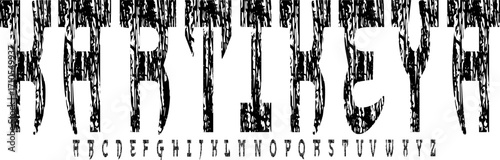 Kartikeya Font – Distressed Gothic Grunge Alphabet with Cracked Tribal Texture for Horror and Fantasy Design