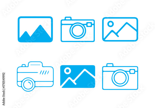 Gallery icon vector set. photo album icon. gallery photos icons for web and mobile apps. camera  icon outline. vector illustration eps 10
