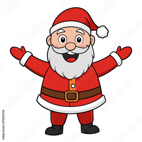 Cheerful Cartoon Santa Claus Illustration with Open Arms Ready for Christmas Cheer