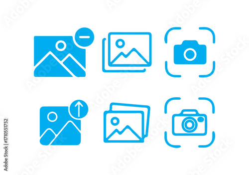 Gallery icon vector set. photo album icon. gallery photos icons for web and mobile apps. camera  icon outline. vector illustration eps 10