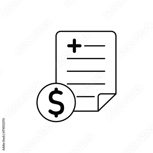 Cost icon outline editable stroke line drawing eps.