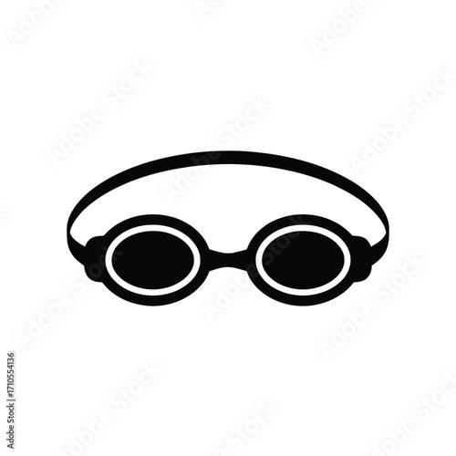 Black silhouette of swimming goggles with strap