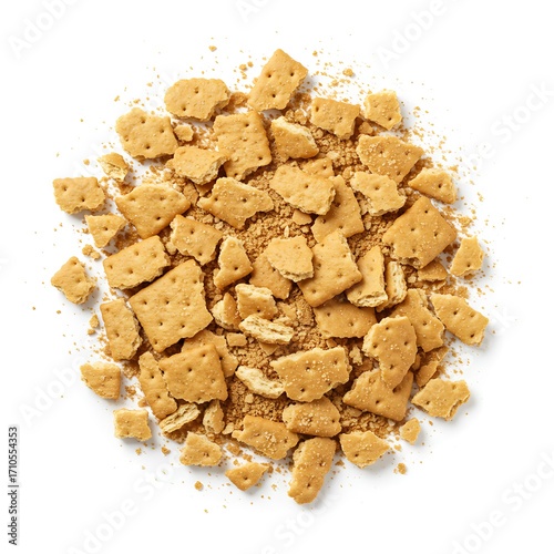 graham cracker crumbs, isolated on white background
