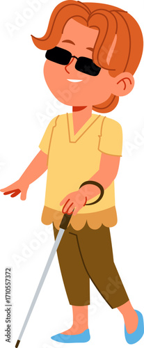Blind Child with Cane
