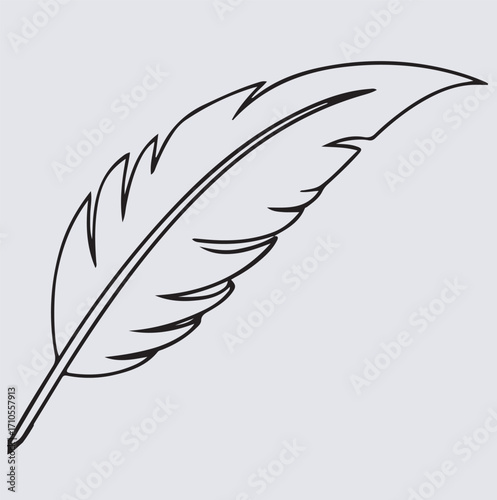 feather silhouette vector art illustration, feather on white background