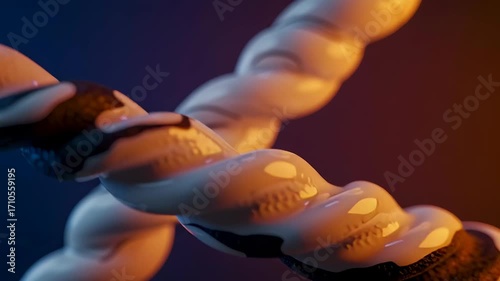 Abstract Twisted Forms in White and Brown on Dark Blue Orange Background with Soft Lighting