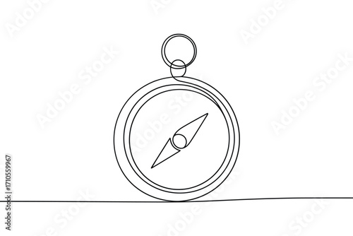 Simple line drawing of a compass on a white background