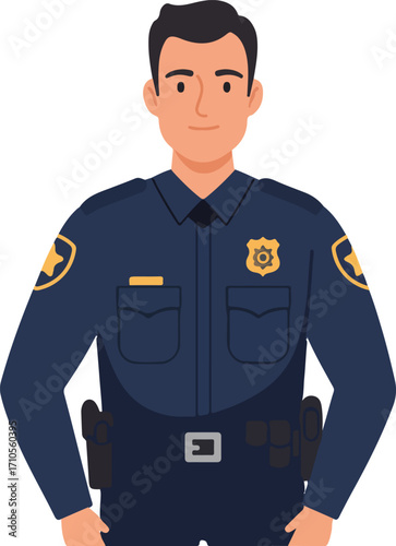 Illustration of a male police officer in uniform.