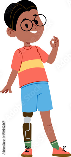 Boy with Prosthetic Leg Smiling
