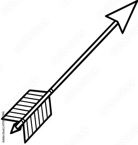 Vector illustration of an isolated black metal shovel with a plastic handle, surrounded by arrows, arrows and arrows