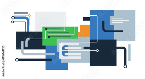 Abstract technological schematic with interconnected data pathways.