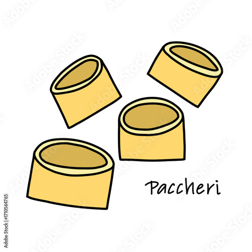 Traditional Neapolitan pasta Paccheri in the form of short tubes isolated on white