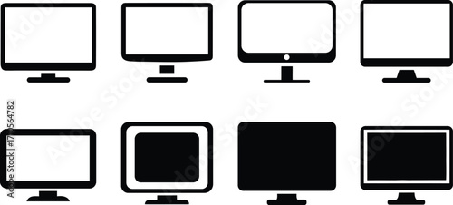 Collection of computer monitor icons symbolizing technology and digital devices