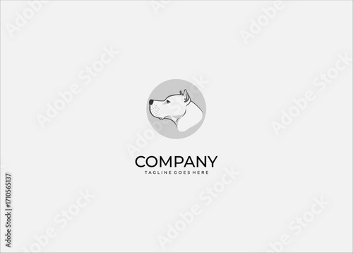 Minimalist Dog Head Vector Icon – Flat Pitbull Style Pet Portrait Logo Design for Animal Mascot, Guard Dog Symbol, Pet Shop, Kennel, Sticker and Modern Badge.