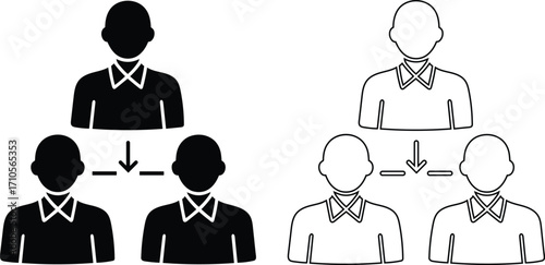 Hierarchy Structure with Management Levels Represented in Business Organizational Chart