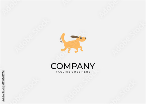 Happy Cartoon Dog Vector Illustration, Cute Playful Puppy Running Mascot, Adorable Pet Animal Design for Kids, Stickers, Logo, Branding, Games, and Fun Creative Projects.