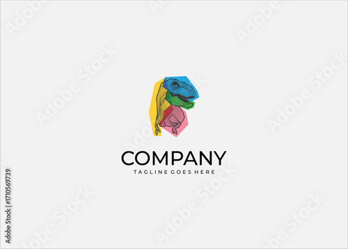 Colorful Geometric T-Rex Dinosaur Illustration – Modern Pop Art Line Design, Bold Abstract Animal Vector for Creative Posters, Branding, Streetwear, Stickers, and Digital Art Projects.