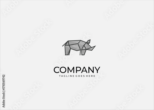 Abstract Geometric Rhino Polygon Vector Illustration – Modern Low Poly Rhinoceros Origami Style Animal Design for Stickers, Logos, Posters, Branding, and Digital Art Prints.