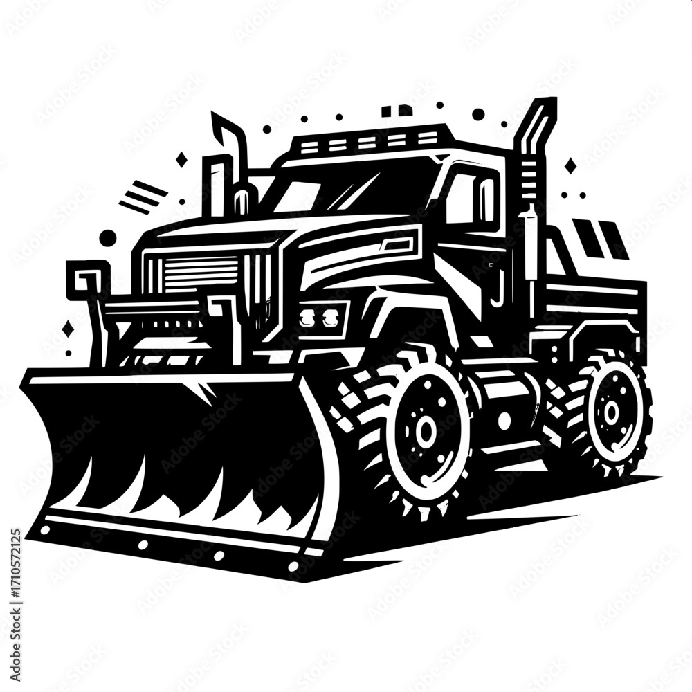 Naklejka premium Heavy Duty Snow Plow Truck Silhouette