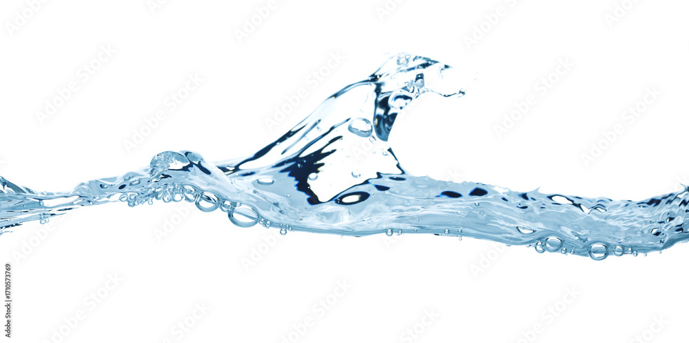 Fototapeta premium Water wave, isolated on transparent background close-up, clean drinking water concept