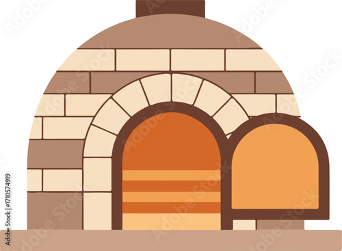 A traditional brick oven with an open door.