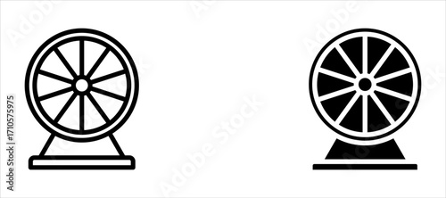 Wheel of fortune simple glyph icon set. Vector solid isolated black illustration.