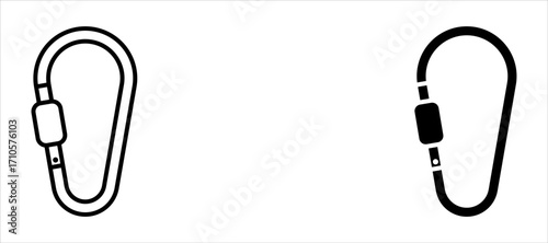 Carabiner icon set. Safety hook or carabiner hook. vector illustration on white background