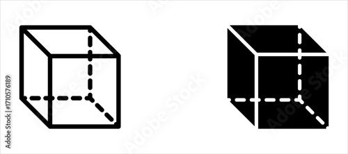 Cube shapes in 3D projection. Isometric squares isolated on white background. Geometric cubic forms with 3 sides. Ice or sugar bricks, boxes or containers silhouettes. Vector graphic illustration.