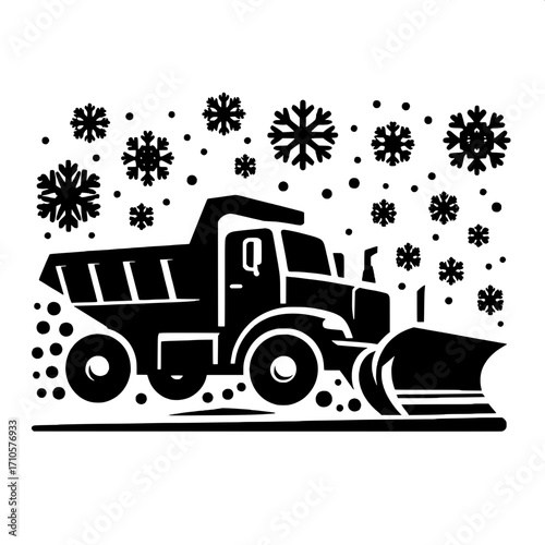 Black and White Road Plowing Truck Graphic