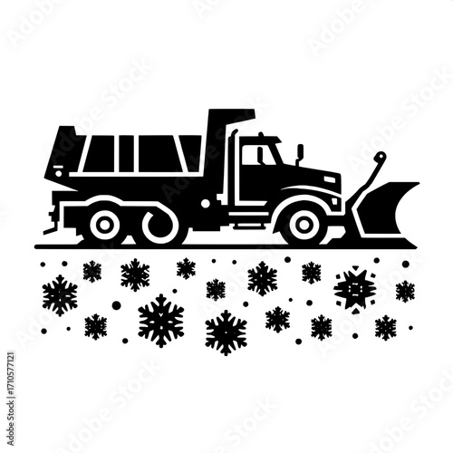 Black and White Road Plowing Truck Graphic