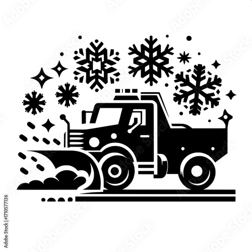 Black and White Road Plowing Truck Graphic