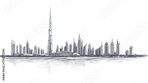 Cityscape architectural drawing