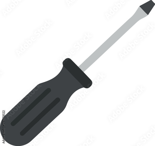 A black-handled screwdriver with a silver shaft.