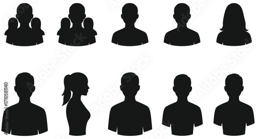 A collection of diverse human silhouettes against a plain white background