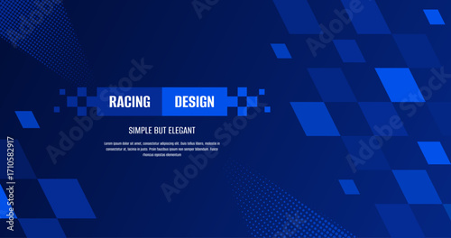Simple racing background. Racing sport background design. Abstract blue background with squares