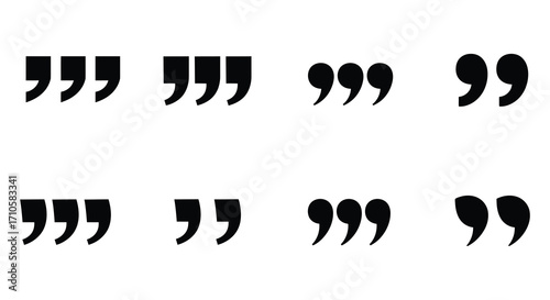 Arrangement of black quotation marks on a plain white background