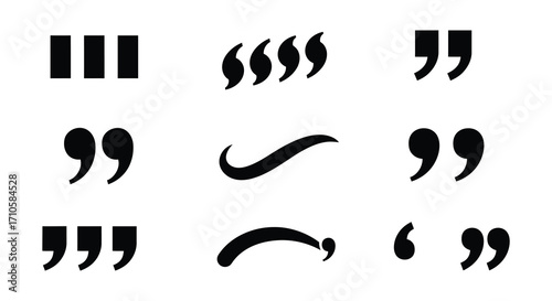 Black punctuation marks including quotes commas and curved symbols design