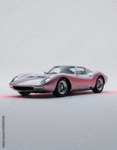Futuristic Luxury Sports Car with Neon Lights on Minimal Background
