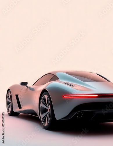 Futuristic Luxury Sports Car with Neon Lights on Minimal Background