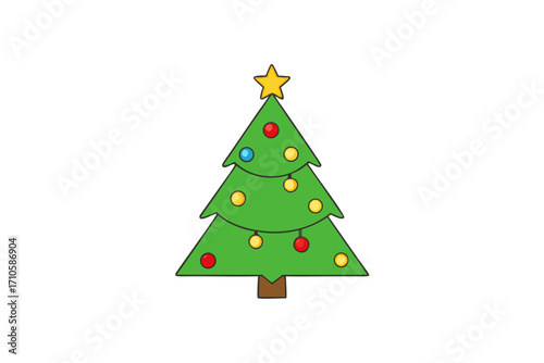 Christmas Tree Vector Illustration Festive Holiday Icon