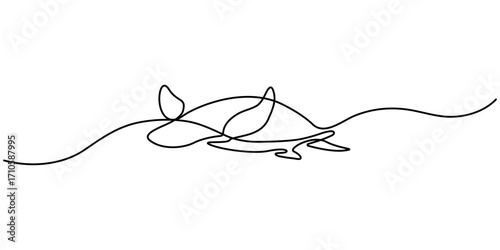 Continuous one single minimal line drawing Turtles. Continuous line of sea turtle marine underwater aquatic ocean animal reptile wildlife sketch drawing editable stroke vector illustration