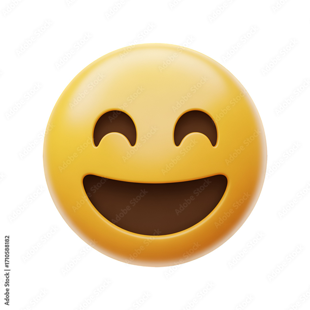 Fototapeta premium 3D Yellow Smiling Emoji Face with Wide Grin smiley