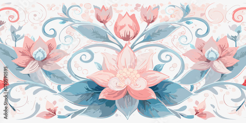 Delicate Floral Swirl An Elegant Botanical Border Design