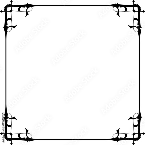 Vintage Ornamental Frame – Elegant Black Border, PNG, 300 DPI 