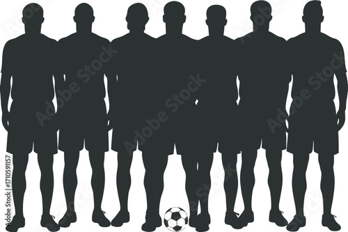 Abstract graphic of a soccer team with identical silhouettes