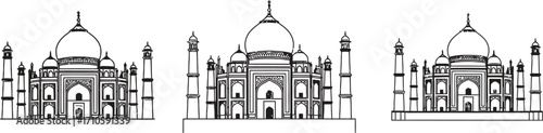 Taj mahal vector outline drawing indian architecture landmark