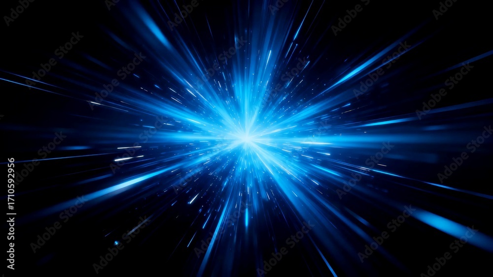 Naklejka premium Blue light explosion in space