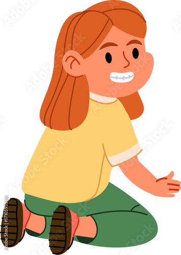 Smiling Girl Kneeling