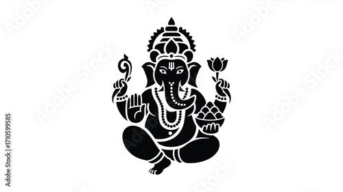 Ganesha silhouette vector illustration scalable eps icon for spiritual and cultural designs silhouette vector illustration white background